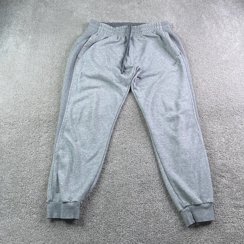 Adidas Joggers Mens Large Gray Logo Sweatpants Athletic Gym Training Running